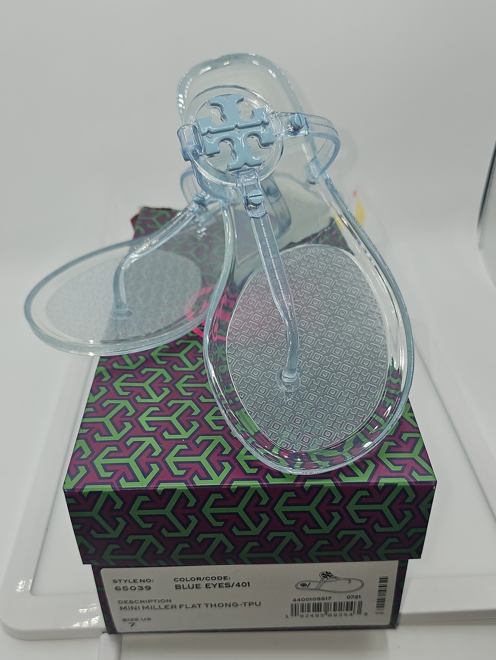 Tory Burch Clear Blue Miller Jelly Thong Sandals